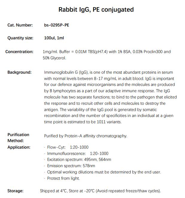 PE标记兔IgG（同型对照)